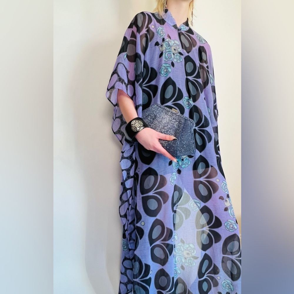 Sold Vtg 60’s-70’s Luxe Sheer Documented in Ebony Caftan Kaftan by Six by Twelve